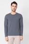 Buttoned Crew Neck Long Sleeve T-shirt Np-collargo - Dark Gray - 2