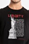 Printed O-collar T-shirt Libestatuas - Black - 5