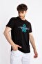 Printed O-collar T-shirt Anillo - Black (LAKE GREEN PRINTED) - 2