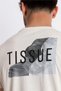 Printed O-collar T-shirt Tissue - Raw Cotton (BLACK-WHITE PRINT) - 5
