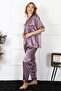 Women's Large Size Purple Satin Pajama Set 10303 - 2