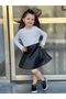 Girl's Leather Skirt and Badi 2-Piece Bottom and Top Set - 2