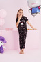 Hello Kitty Licensed 100% Cotton Black Multicolor Crew Neck Pajama Set - 3