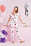 Hello Kitty Licensed 100% Cotton White Multicolor Buttoned Piping Pajamas Set - 2