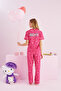 Hello Kitty Licensed 100% Cotton Pink Multicolor Buttoned Piping Pajamas Set - 3