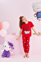 Hello Kitty Licensed 100% Cotton Red Multicolor Crew Neck Pajama Set - 4