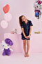 Hello Kitty Licensed 100% Cotton Navy Blue Multicolor Buttoned Piping Shorts Pajama Set - 4