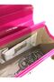 Fuchsia Color, Shiny Patent Leather Stone, Magnetic Cover, Hand and Hanging Evening Bag Width: 17.5 Cm, Length: 14 Cm - 7