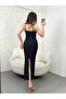 WOMEN'S BLACK AUTOMAN FABRIC STRAP SLIT DRESS - 4