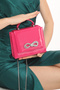 Fuchsia Color, Shiny Patent Leather Stone, Magnetic Cover, Hand and Hanging Evening Bag Width: 17.5 Cm, Length: 14 Cm - 6