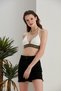 Women's Ecru Ribbon Embroidery Detailed Crop Comfortable Fit Lined Stylish Bikini Top - 4
