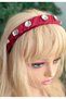 Imported luxury custom design Ruched Velvet with large crystal embellished , women's and children's crown, burgundy diamond red. - 4