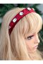 Imported luxury custom design Ruched Velvet with large crystal embellished , women's and children's crown, burgundy diamond red.