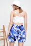 Women's Blue Cotton Patterned Bermuda Shorts ALC-X6416 - 4