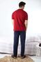 Men's Claret Red Short Sleeve Pajama Set - 3