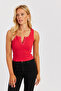 Women's Red Placket Camisole Blouse MK02 - 6