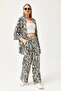 Women's Black Top Kimono Bottom Pocket Trousers Set TKM-19000276 - 3