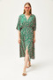 Women's Pink Green Double Breasted Collar Bat Waist Elastic Woven Dress ELB-19002084 - 5