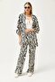 Women's Black Top Kimono Bottom Pocket Trousers Set TKM-19000276 - 5