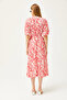 Women's Fuchsia Waisted Double Breasted Collar Midi Dress ELB-19002100 - 6