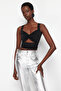 Siyah Crop Pencere/Cut Out Detaylı Örme Bluz TPRSS24BZ00029 - 4