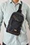 Cross Back Shoulder Chest Unisex Black Bag with Waterproof Strap - 3