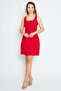 Women's Wide Strap Square Collar Mini Red Dress - 3