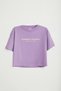 Agate-Grm24025 100% Cotton Printed Short-Sleeved Girls' T-Shirt Lilac T-Shirt