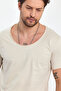 Deep Neck Short Sleeve Fit Cut T-Shirt - 2