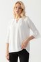 Women's White Drop Collar Half Sleeve Loose Cut Aerobin Tunic