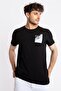 Printed O-collar T-shirt Tissue - Black