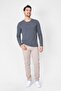Buttoned Crew Neck Long Sleeve T-shirt Np-collargo - Dark Gray