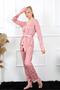 Women's 3-Piece Dusty Rose Dressing Gown Pajamas Set 16103