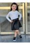 Girl's Leather Skirt and Badi 2-Piece Bottom and Top Set