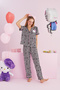 Hello Kitty Licensed 100% Cotton Black and White Multicolor Buttoned Piping Pajamas Set - 2