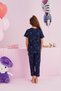 Hello Kitty Licensed 100% Cotton Navy Blue Multicolor Crew Neck Pajama Set - 4