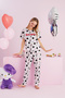 Hello Kitty Licensed 100% Cotton Gray Multicolor Crew Neck Pajama Set - 2