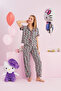 Hello Kitty Licensed 100% Cotton Gray Multicolor Buttoned Piping Pajamas Set - 2