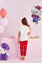 Hello Kitty Licensed 100% Cotton White Multicolor Crew Neck Pajama Set - 5