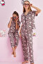Hello Kitty Licensed 100% Cotton Pink Multicolor Buttoned Piping Pajamas Set
