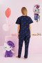 Hello Kitty Licensed 100% Cotton Navy Blue Multicolor Crew Neck Pajama Set - 5