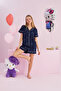 Hello Kitty Licensed 100% Cotton Navy Blue Multicolor Buttoned Piping Shorts Pajama Set - 2