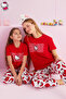 Hello Kitty Licensed 100% Cotton Red Multicolor Crew Neck Pajama Set