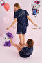 Hello Kitty Licensed 100% Cotton Navy Blue Multicolor Buttoned Piping Shorts Pajama Set