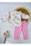 Baby Girl Shoulders Ruffled, Heart Printed Bottom Top Double Set