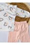 Baby Girl Shoulders Ruffled, Heart Printed Bottom Top Double Set - 2