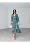V-NECK BELTED WIDE SLEEVE DETAIL MIDI CHIFFON DRESS