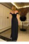 Women's Chest Draped Aerobin Fabric Slit Maxi Dress - 5