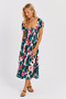 Women's Green Elastic Patterned Midi Dress MON126 - 5