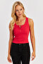 Women's Red Placket Camisole Blouse MK02 - 2
